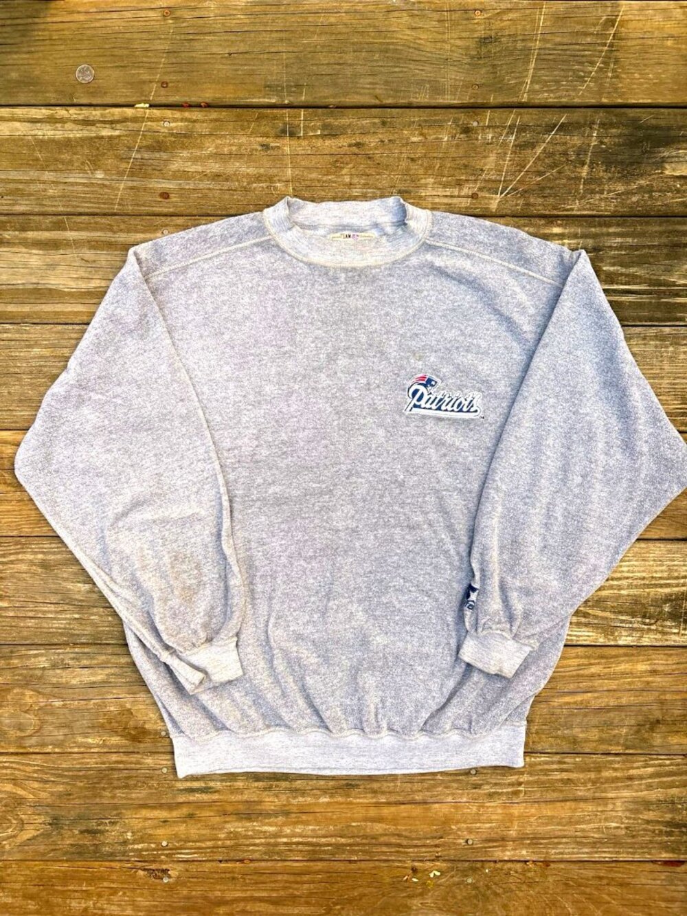 Vintage 90s New England Patriots Starter Sweatshirt Large NFL Gray Crewneck